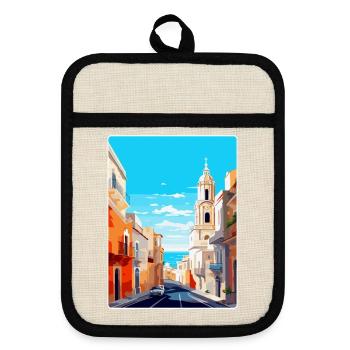 Cadix Espagne Affiche de voyage vintage WPA Art Souvenir - Maniques avec dos en caoutchouc - lin/noir  - Devant