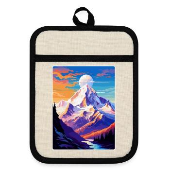 Mont Blanc Mountain Europe Vintage Travel Poster - Pot holders with rubber back - linen/black  - Front