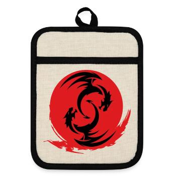 Cercle du Dragon Rouge - Maniques avec dos en caoutchouc - lin/noir  - Devant