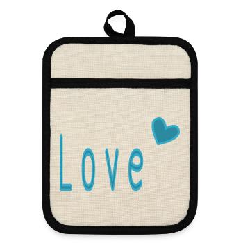 VALENTINSTAG. ICH LIEBE DICH. ICH LIEBE DICH. LIEBE. LIEBE - Topflappen mit Gummirückseite - Leinen/Schwarz  - Vorne