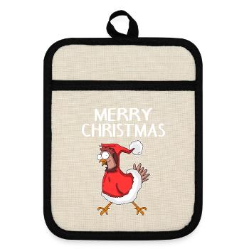 Poulet de Noël Joyeux Noël - Maniques avec dos en caoutchouc - lin/noir  - Devant