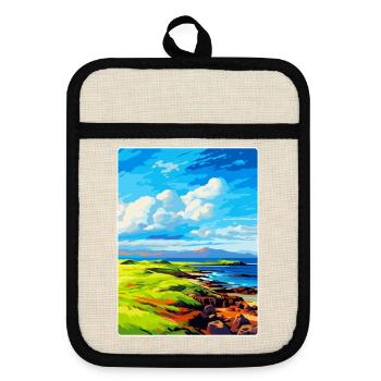 Isle Of Muck Scotland Uk Travel Poster Souvenir - Pot holders with rubber back - linen/black  - Front