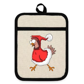 Poulet de Noël - Maniques avec dos en caoutchouc - lin/noir  - Devant