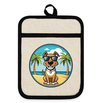 Schweizer Laufhund Hunderasse Cartoon Sonnenbrille - Topflappen mit Gummirückseite - Leinen/Schwarz  - Vorne
