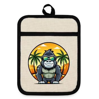 Gorilla Funny Cartoon Summer Beach Sunglasses Cool - Pot holders with rubber back - linen/black  - Front