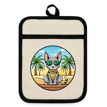 Lunettes de soleil de dessin animé de race de chat Mau égyptien plage - Maniques avec dos en caoutchouc - lin/noir  - Devant