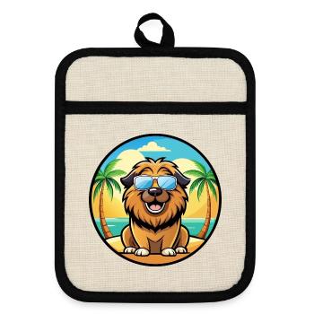 Leonberger Dog Breed Cartoon Sunglasses Beach - Pot holders with rubber back - linen/black  - Front