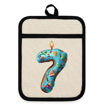 GÂTEAU NUMÉRO 7 SWEET 7E ANNIVERSAIRE - Maniques avec dos en caoutchouc - lin/noir  - Devant