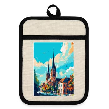 Bielefeld Germany Vintage Travel Poster Souvenir - Pot holders with rubber back - linen/black  - Front