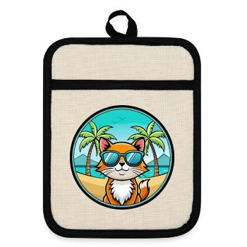 Hantilly Tiffany Cat Breed Cartoon Sunglass Beach - Pot holders with rubber back - linen/black  - Front