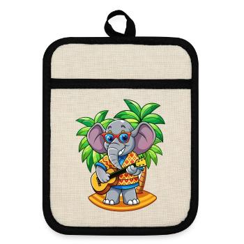 Lustige Elefant Cartoon Sommer Strand Sonnenbrille - Topflappen mit Gummirückseite - Leinen/Schwarz  - Vorne