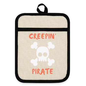 Creepin Pirate - Pot holders with rubber back - linen/black  - Front