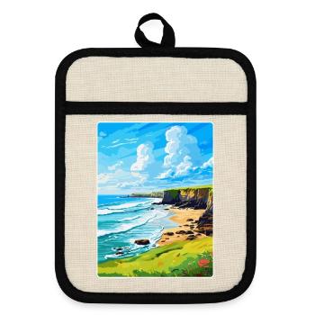 Bude Cornwall, England, Vereinigtes Königreich, Reiseposter, Souvenir - Topflappen mit Gummirückseite - Leinen/Schwarz  - Vorne