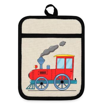 Train pour enfants rouge - Maniques avec dos en caoutchouc - lin/noir  - Devant