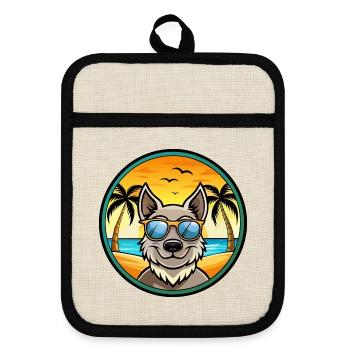 Mudi Chien Race Dessin Animé Lunettes De Soleil Plage - Maniques avec dos en caoutchouc - lin/noir  - Devant