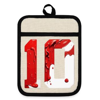 NON. 10 NUMÉRO 10 ROUGE BLANC 10E ANNIVERSAIRE - Maniques avec dos en caoutchouc - lin/noir  - Devant