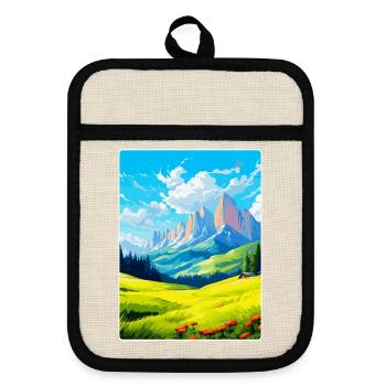 Dolomites Italy Vintage Travel Poster Souvenir WPA - Pot holders with rubber back - linen/black  - Front