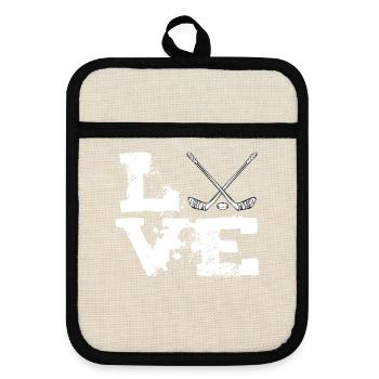 ice Hockey - Pot holders with rubber back - linen/black  - Front