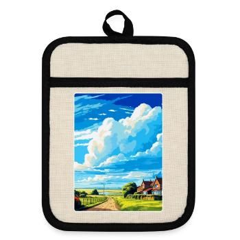 New Romney England Uk Vintage Travel Poster WPA - Pot holders with rubber back - linen/black  - Front