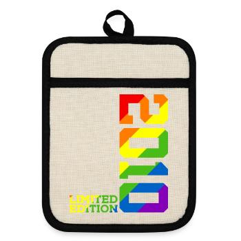 LGBTQ 2010 REGENBOGEN QUEER 15. GEBURTSTAG PRIDE - Topflappen mit Gummirückseite - Leinen/Schwarz  - Vorne