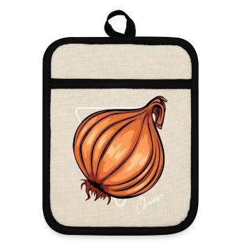Trendy Onion Cool Vegetable Onions - Pot holders with rubber back - linen/black  - Front