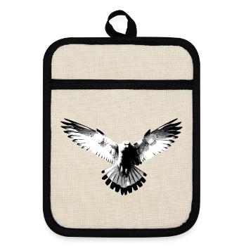 Falcon black and white - Pot holders with rubber back - linen/black  - Front