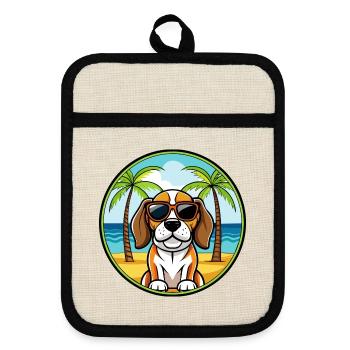 Beagle Harrier Hunderasse Cartoon Sonnenbrille Strand - Topflappen mit Gummirückseite - Leinen/Schwarz  - Vorne