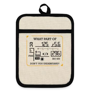 Photography Funny Sayings Photographers Gift - Pot holders with rubber back - linen/black  - Front