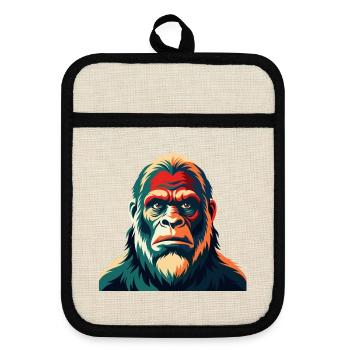 Big Foot Cartoon Figur Buntes Haustier Tier - Topflappen mit Gummirückseite - Leinen/Schwarz  - Vorne
