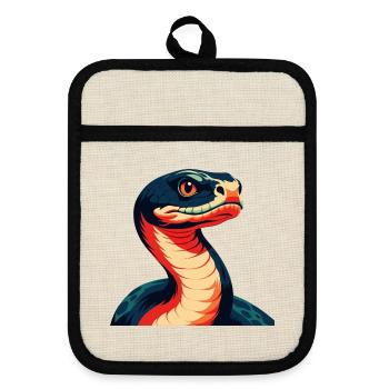 Anaconda Zeichentrickfigur Buntes Haustier Tier - Topflappen mit Gummirückseite - Leinen/Schwarz  - Vorne