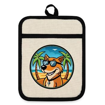 Majestätische Baumhund Hunderasse Cartoon Sonnenbrille - Topflappen mit Gummirückseite - Leinen/Schwarz  - Vorne