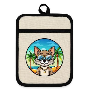 Lunettes de soleil brésiliennes à poil court de race de chat de dessin animé - Maniques avec dos en caoutchouc - lin/noir  - Devant