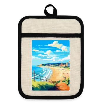 Bournemouth Dorset Vintage Travel Poster Souvenir - Pot holders with rubber back - linen/black  - Front