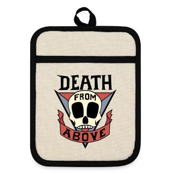 Death from above ! - Pour fond clair ! - Maniques avec dos en caoutchouc - lin/noir  - Devant