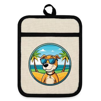 Auvergne Vorstehhund Rasse Cartoon Sonnenbrille Strand - Topflappen mit Gummirückseite - Leinen/Schwarz  - Vorne