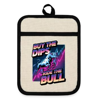 Buy The Dips Ride The Bull - Pot holders with rubber back - linen/black  - Front