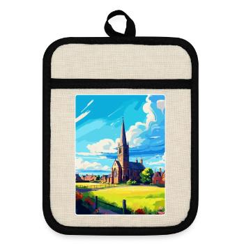 St Andrews Scotland Uk Travel Poster Souvenir WPA - Pot holders with rubber back - linen/black  - Front