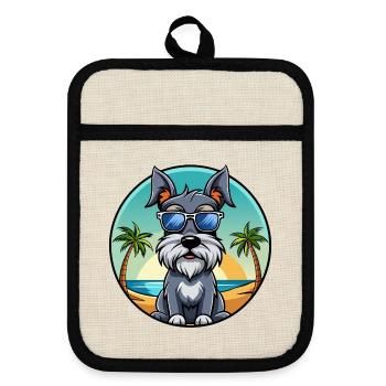 Standard Schnauzer Hunderasse Cartoon Sonnenbrille - Topflappen mit Gummirückseite - Leinen/Schwarz  - Vorne