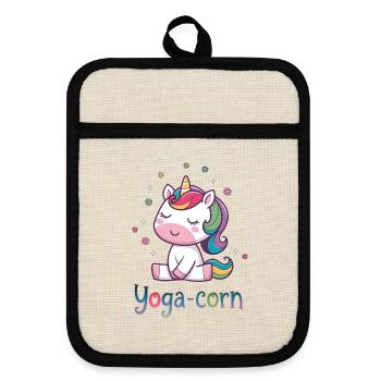 Yoga-corn - Pot holders with rubber back - linen/black  - Front