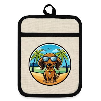 Alpine Dachsbracke Hunderasse Cartoon Sonnenbrille - Topflappen mit Gummirückseite - Leinen/Schwarz  - Vorne