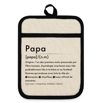Papa définition  - Maniques avec dos en caoutchouc - lin/noir  - Devant