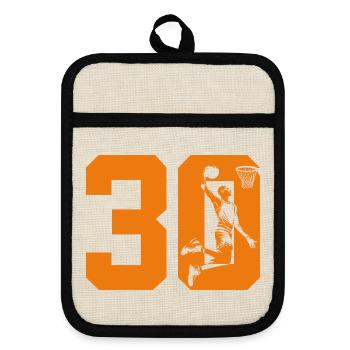 NUMMER 30 BASKETBALL 30. GEBURTSTAG - Topflappen mit Gummirückseite - Leinen/Schwarz  - Vorne