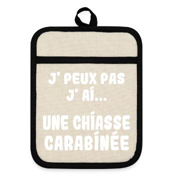 J'peux pas j'ai une Chiasse carabinée - Maniques avec dos en caoutchouc - lin/noir  - Devant