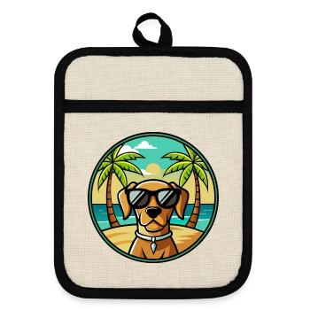 Portuguese Pointer Dog Breed Cartoon Sunglasses - Pot holders with rubber back - linen/black  - Front