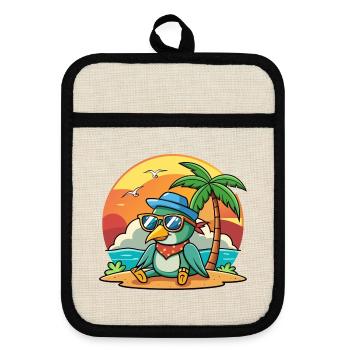 Hummingbird Funny Cartoon Summer Beach Sunglasses - Pot holders with rubber back - linen/black  - Front