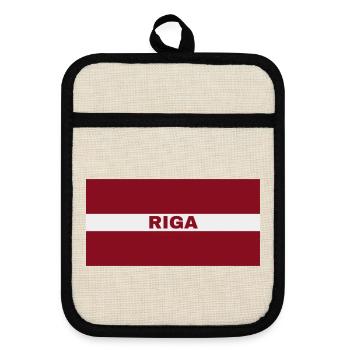 Riga en drapeau letton - Maniques avec dos en caoutchouc - lin/noir  - Devant