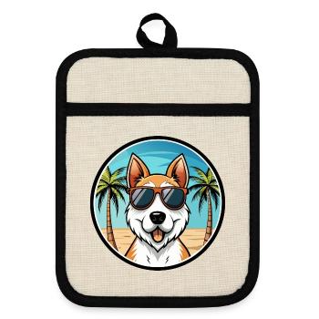 Fox Terrier Smooth Dog Breed Lunettes de soleil de dessin animé - Maniques avec dos en caoutchouc - lin/noir  - Devant