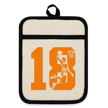 NUMBER 18 BASKETBALL 18TH BIRTHDAY - Pot holders with rubber back - linen/black  - Front