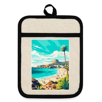Gran Canaria Spain Vintage Travel Poster Souvenir - Pot holders with rubber back - linen/black  - Front