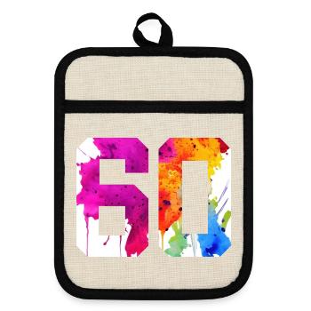 NUMBER 60 YEARS OLD 60TH BIRTHDAY - Pot holders with rubber back - linen/black  - Front